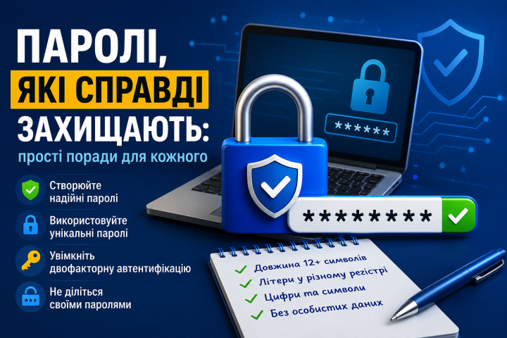 Паролі, які справді захищають: прості поради для кожного.